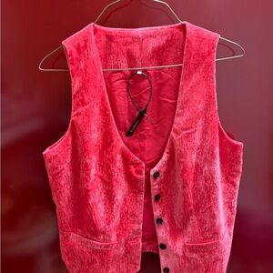 Velvet Pink Sleeveless Vest
